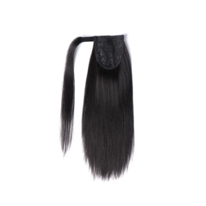 Coletas de pelo sintético para mujer, extensiones de cabello con cordón para <span class=keywords><strong>cola</strong></span> de caballo, para envolver cabello liso - Product Image 1