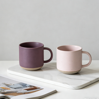 Mug à café en céramique grès finition mate avec anse 380 ml, écologique, rose et violet, compatible lave-vaisselle, pour la maison, le bureau, ou comme cadeau