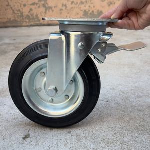 200/50-100 Unterstützung OEM ODM 8-Zoll-Last 150kg Platte Schwenkbare obere Bremse Gummi-Lenkrad Verzinkte Oberfläche Kugellager - Product Image 1