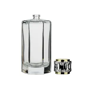Super fancy luxury design hexagonal glass moroccan perfume bottle