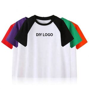 Healthy Knitted Casual Cotton Matching Color Kids Round Neck T <b>Shirts</b> with Custom Logo for Boys and Girls - Product Image 4