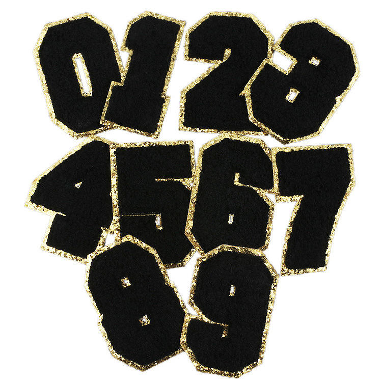 Numéro Noir 0-9 Patchs