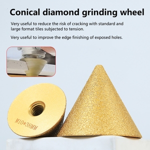 Broca de biselado de diamante de rosca M10 de 38/50mm, rueda de pulido tallada de cono <span class=keywords><strong>para</strong></span> azulejos de porcelana, cortador de recorte - Product Image 5