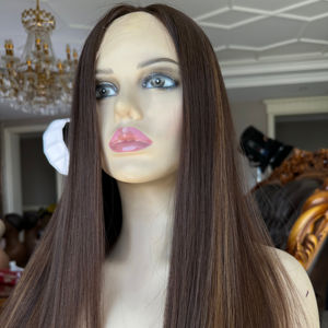 14 pouces couches sombres chocolat brun haut dentelle cheveux vierges juif casher perruques pour les femmes juives orthodoxes - Product Image 1