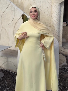 Vestido Maxi Elegante de Lujo con Adornos de Perlas Blancas y Mangas Tipo Capa, Abaya 2026 EID, Chal Desmontable, Ropa Tradicional Musulmana para <span class=keywords><strong>la</strong></span> Noche, para Mujer - Product Image 5