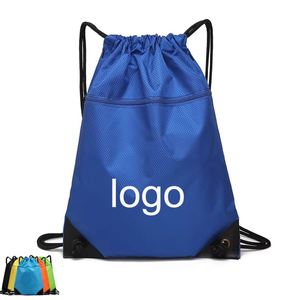 Sac à dos de sport personnalisé, couleur unie, léger, en nylon, tendance, avec cordon de serrage - Product Image 1