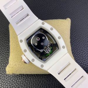 Montre mécanique automatique pour homme en céramique avec cadran vert et bracelet en caoutchouc blanc - Product Image 5