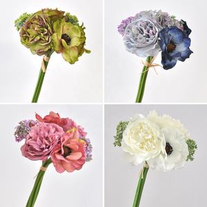 KEWEI T030 populaire mariage artificiel <span class=keywords><strong>bouquet</strong></span> de mariée en soie 6 têtes paquet de fleurs anémone blanche - Product Image 6