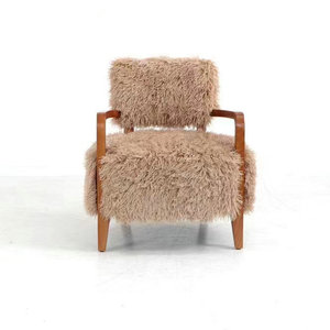 Modern Luxury <strong>Yeti</strong> Sheepskin Accent Arm <strong>Chair</strong> Living Room Occasional <strong>Chairs</strong> Solid Wood Upholstered Fur Lounge <strong>Chair</strong> for Bedroom - Product Image 4