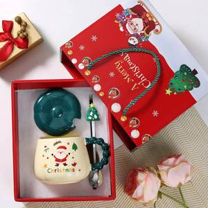 FX Christmas Gift Mug Gift <b>Set</b> Creative Santa Claus Cartoon Christmas <b>Bone</b> <b>China</b> Mug High-Temperature Resistant Gift with Lid - Product Image 1