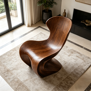 Poltrona Vintage con Texture in Legno Naturale per Interni Moderni Mid-Century e Stile Wabi-Sabi - Product Image 2