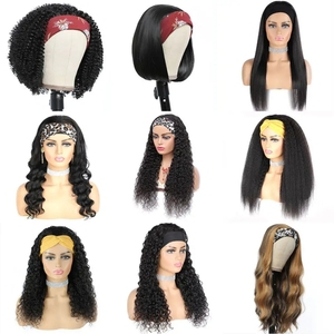 Fluffy Blast Bandeau Perruque Demi <span class=keywords><strong>Cheveux</strong></span> Humains Sans Colle Avec Bandeau Full Machine Made <span class=keywords><strong>Afro</strong></span> Kinky Bouclés Écharpe Perruques <span class=keywords><strong>pour</strong></span> les Femmes Noires - Product Image 6