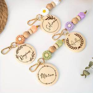 Siliconen merk Daisy sleutelhanger gegraveerde schuifplaat moeder <span class=keywords><strong>plot</strong></span> decoratieve sfeer hanger - Product Image 2