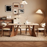 Hochwertiger Luxuriöser Schlichter Holz-Esstisch Rechteckiger Retro-Esstisch für 6 Personen Designer-Esstisch für Zuhause und Restaurant