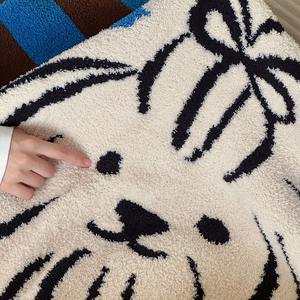 Manta de punto cómoda y barata <span class=keywords><strong>para</strong></span> cama, manta de advertencia de invierno <span class=keywords><strong>para</strong></span> regalo, manta cómoda con patrón de perro y gato <span class=keywords><strong>para</strong></span> sofá de TV - Product Image 5