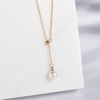 Bijoux de luxe en acier inoxydable en forme de Y collier de perles pour filles femmes collier pendentif de perles plaqué or 18 carats