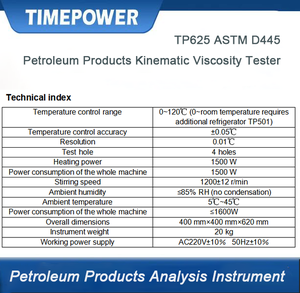 TIMEPOWER TP625 Kinematischer Viskositätstester Ölviskosimeter zur Prüfung von Schmiermitteln gemäß ASTM D445 - Product Image 2