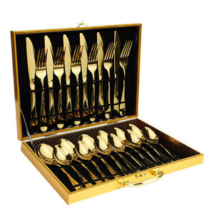 High Quality Stainless Steel Tableware 24pcs Knife Fork Spoon Flatware Hotel Restaurant Cutlery Set Gift Box - Product Image 1