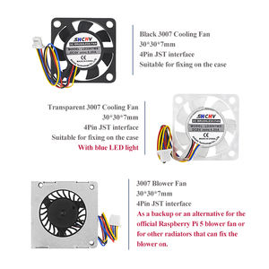 פטל פאי <span class=keywords><strong>5</strong></span> קירור מאוורר 3007 אופציונלי שחור שקוף מתכת 4pin jst ממשק pwm dc מרושל bldc עבור rpi <span class=keywords><strong>5</strong></span> - Product Image 2