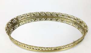 Oval Glass <b>Mirror</b> <b>Gold</b> Serving Tray - Product Image 5