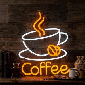 Letrero de neón de café YUFAOO, luz LED de pared, decoración artística acrílica para cafetería, restaurante, sala de estar, regalo de fiesta - Product Image 1