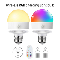 Ampoule LED d'urgence, éclairage RGB tricolore, lumière de nuit à fixation magnétique, télécommandée, rechargeable, à intensité variable