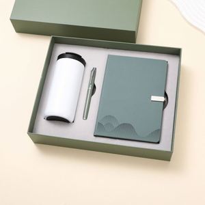 Venta al por mayor cuaderno de cuero corporativo juegos de regalo con botella personalizable de lujo A5 diario termo taza nota libro caja de regalo con bolígrafo - Product Image 3