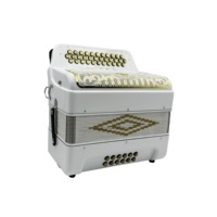 Accordéon diatonique professionnel SEASOUND 34 boutons 12 basses 3 registres Corps blanc brillant Grille dorée Boutons dorés JB3412C Bois