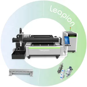 Leapion 4kw เครื่องตัดไฟเบอร์เลเซอร์เหล็กหล่อพร้อมโต๊ะทำงานแลกเปลี่ยนสำหรับเหล็กแผ่นและท่อ