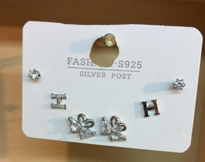 Orecchini a lobo in argento S925 alla moda con cristalli, design a farfalla e lettera, per donna, da indossare tutti i giorni - Product Image 3