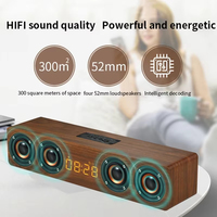 Speaker nirkabel Bluetooth portabel, Soundbar LED Jam tampilan Radio pesta rumah, baterai dapat diisi ulang, pemutaran kartu memori