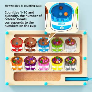 Juguete Montessori de aprendizaje temprano de madera: Cubo de pintura, números de helado, clasificación de colores, laberinto de cuentas con bolígrafo, juego de desplazamiento de laberinto de cuentas para niño - Product Image 5