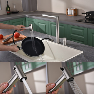 Modern Kitchen Faucet 316 Stainless Steel Single Handle Pull Out <b>Spray</b> Deck <b>Mounted</b> Hot Cold Water - Product Image 4