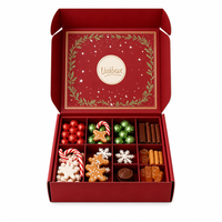 Boîte cadeau magnétique rouge de luxe avec séparateurs pour chocolats et bonbons, logo personnalisé, estampage or, emballage en carton, boîtes en papier