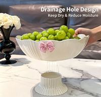 Plateau à fruits sur pied, charmant et gaufré, avec bol drainant pour fruits, bonbons et collations sur table basse