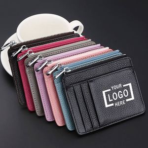 Women's Ultra-Thin PU Zipper Wallet Litchi Grain Multi-Card Bag <b>Coin</b> Purse Fashionable Organizer <b>Case</b> Novelty Gift for Students - Product Image 1