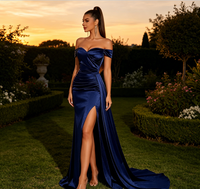 Robe de soirée asymétrique pour femme, style européen populaire, sans bretelles, couleur unie, taille empire, longueur cheville, sexy, à volants, ajustée