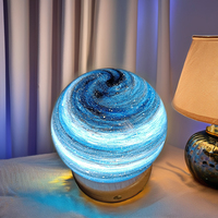 Lampe de table moderne en verre et métal avec effet de lumière dansante, 12 cm, orange, vague océanique, capteur tactile sans fil, pour chambre à coucher