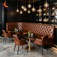 Tables et chaises de restaurant en bois et cuir microfibre de style industriel de Foshan pour salles privées et espaces privés (vente en gros)