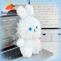 Fabricant de Peluches OEM ODM Personnalisé : Adorable Peluche Lapin Blanc avec Nœud en Dentelle, Douce et Moelleuse, pour Machine à Pinces