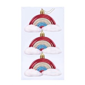 Ornements de Noël faits main, peints à la main, nuages et arc-en-ciel en couleur, en plastique électroplaqué, style classique, à suspendre, directement de l'usine - Product Image 2