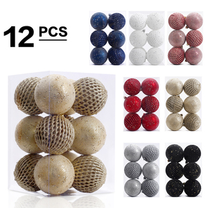 Ensemble <span class=keywords><strong>de</strong></span> boules <span class=keywords><strong>de</strong></span> noël en mousse multicolore, 12 pièces, paillettes suspendues, pendentif, mariage, vacances, décorations <span class=keywords><strong>de</strong></span> maison - Product Image 2
