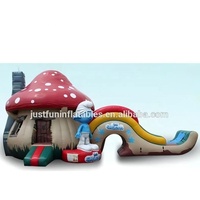 Nouveau design air cartoon champignon gonflable enfants pulls toboggan château gonflable combo à vendre