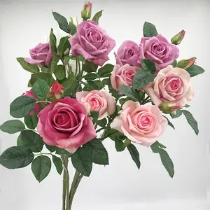 Hot Sale Rose Flower Artifisial Real Touch Artificial Flower Real Touch Velvet Roses Flower