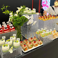 Usine En Gros Stable Blanc Acrylique Buffet Cubes De Nourriture Affichage Réhausseurs De Restauration pour La Fête De Noël De Mariage