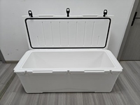 Glacière de pêche et de chasse rotomoulée 240QT avec bouchon de vidange Roues Poignées Coffre à glace pour stockage et transport de fruits de mer Bac à poisson isolé