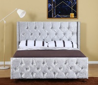 Wills oon Luxury Style Moderne Möbel Doppel-Kingsize-Bett Diamant getuftet gepolstert Wingback Kopfteil Holzrahmen Leder
