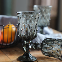 Verre à vin de mariage vintage sans plomb, orné de perles colorées, 200 ml (6,5 oz), vert, violet, gris, pour événements - Vente en gros