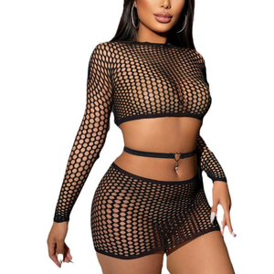 热辣性感镂空比基尼套装渔网内衣女性纯欲包臀裙性感内衣内衣 - Product Image 4