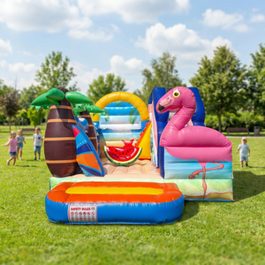 Château gonflable tropical commercial Flamingo avec toboggan |   Château gonflable pour enfants en plein air, pour fêtes ou <span class=keywords><strong>location</strong></span> - Product Image 1